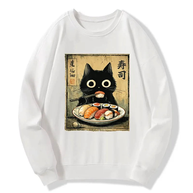 Kyoto-Lion Vintage Japanese Sushi Cat Classic Sweatshirt