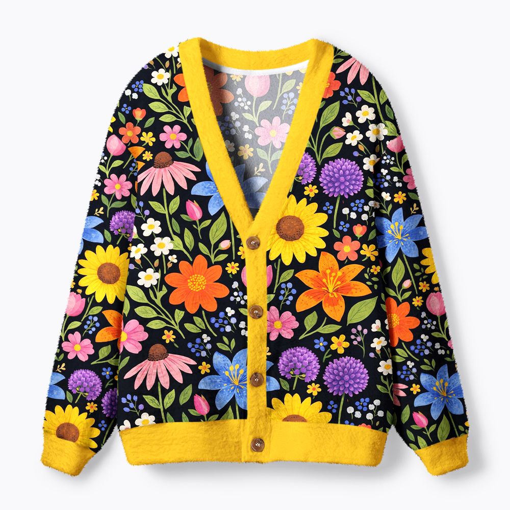 Kyoto-Lion Let Peace Bloom Ugly Cardigan Sweater