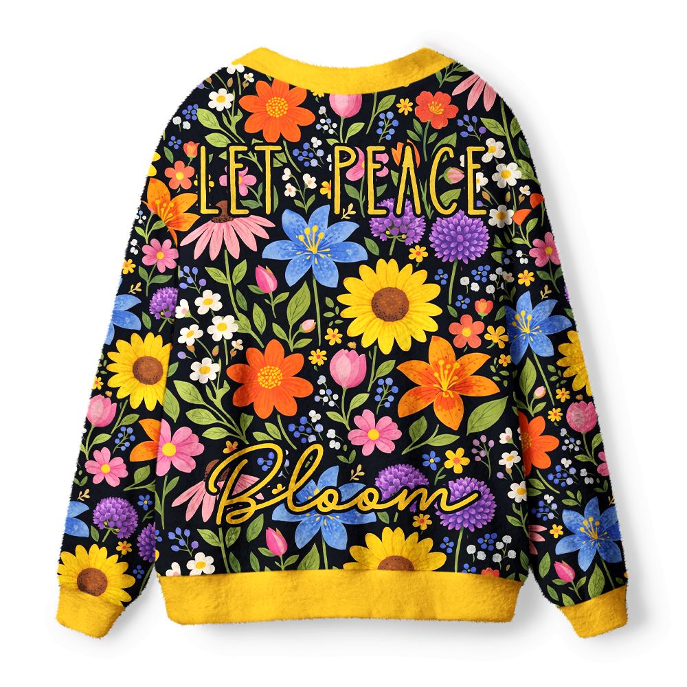 Kyoto-Lion Let Peace Bloom Ugly Cardigan Sweater
