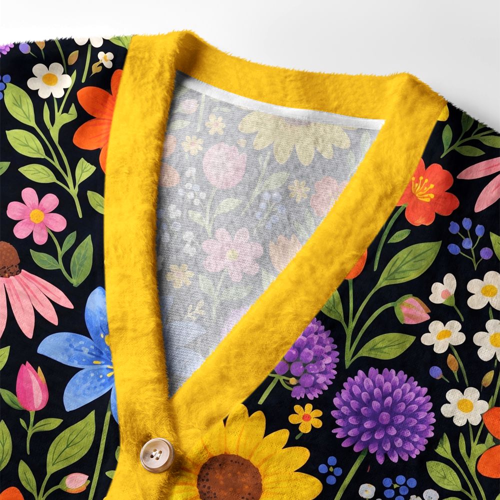 Kyoto-Lion Let Peace Bloom Ugly Cardigan Sweater