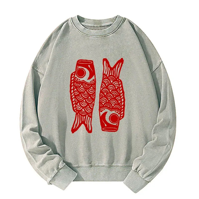 Carp Streamer Sweatshirt for Summer Vacation