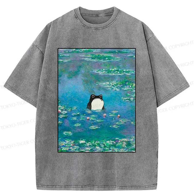 Kyoto-Lion Frog In The Pond Washed T-Shirt
