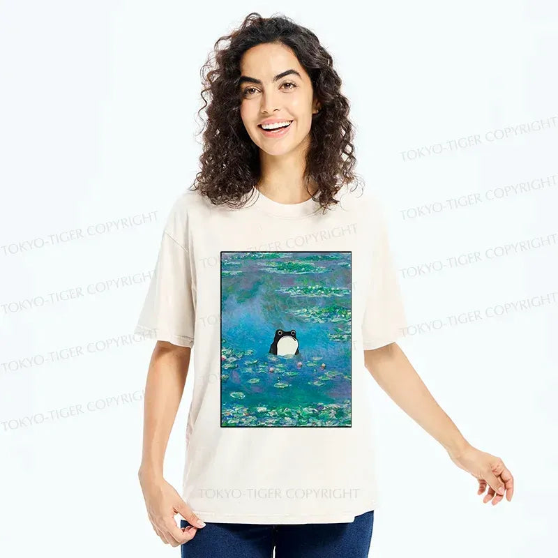 Kyoto-Lion Frog In The Pond Washed T-Shirt