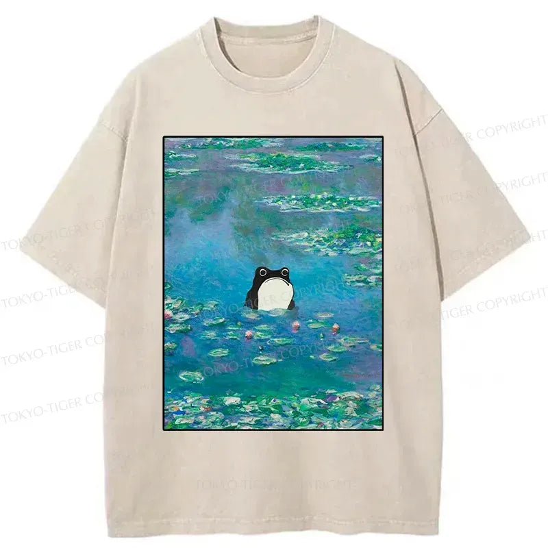 Kyoto-Lion Frog In The Pond Washed T-Shirt
