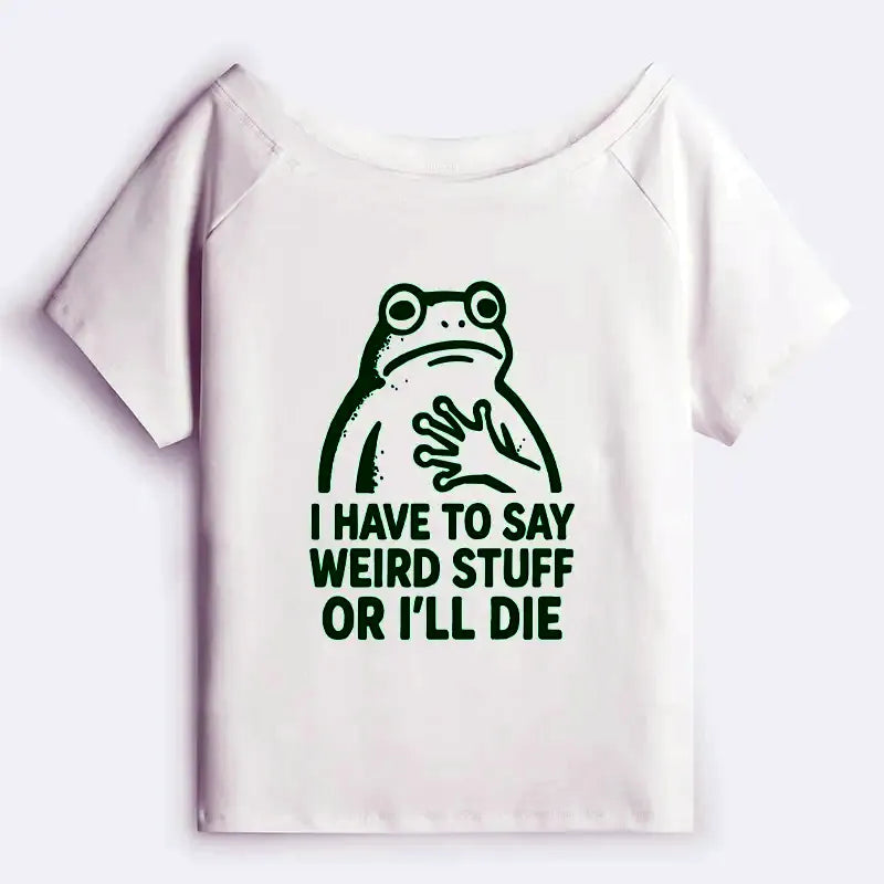 Weird Frog Off Shoulder Tee for Summer