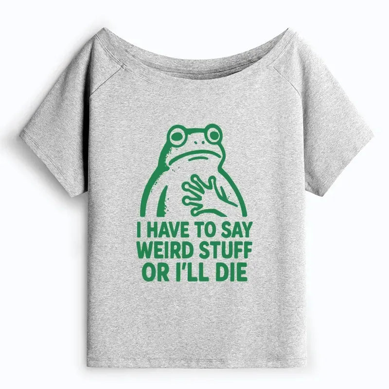 Kyoto-Lion Weird Frog Funny Meme Off Shoulder T-Shirt