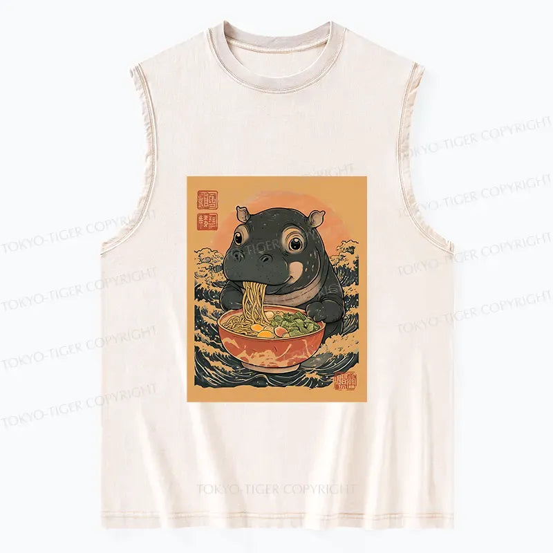 Washed Japanese tank top for streetwear