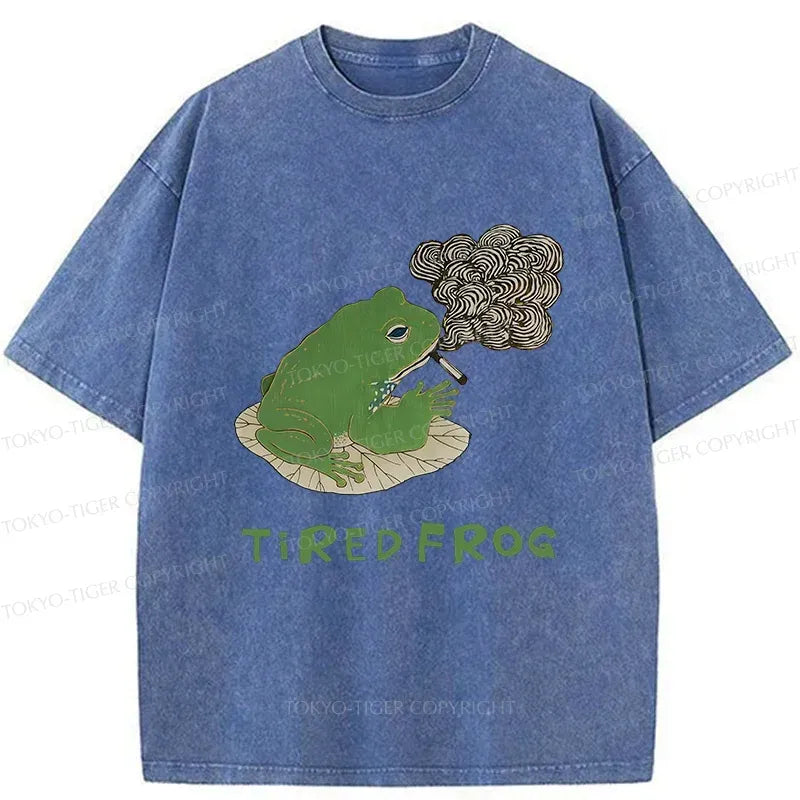 Kyoto-Lion Tired Japanese Frog Washed T-Shirt