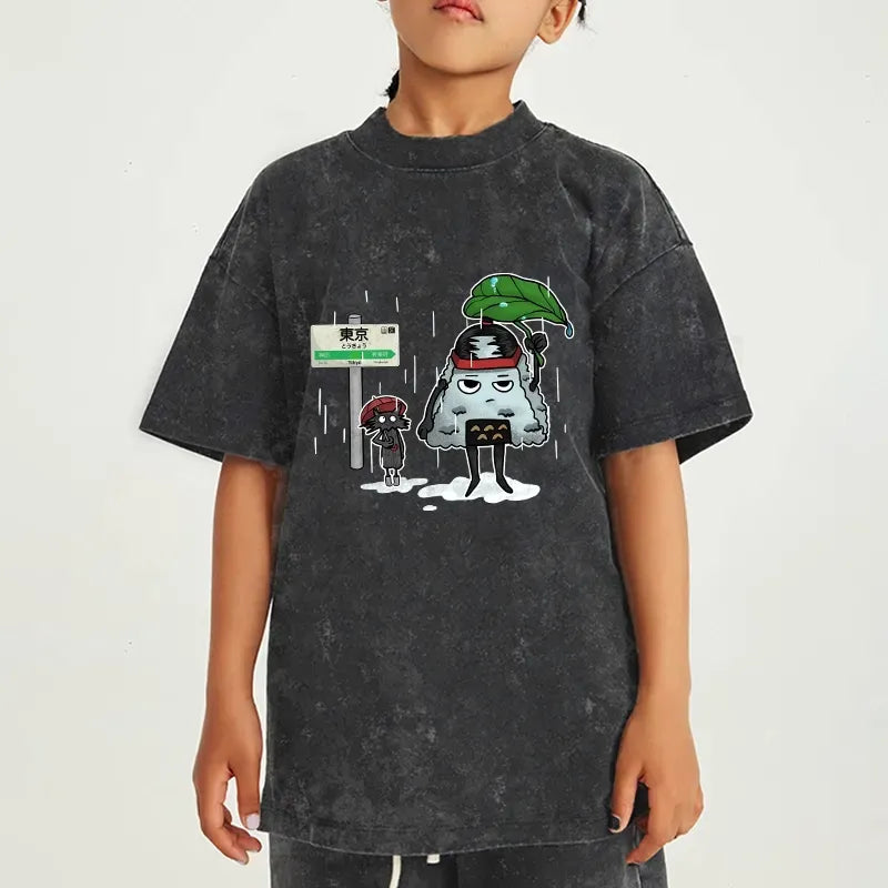 washed cotton kids tee for daily wear