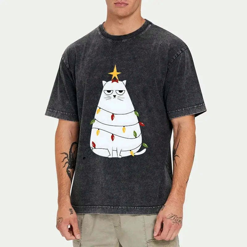 Japanese Chubby Cat Christmas T-Shirt