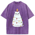 Washed Japanese Cat T-Shirt for Holiday