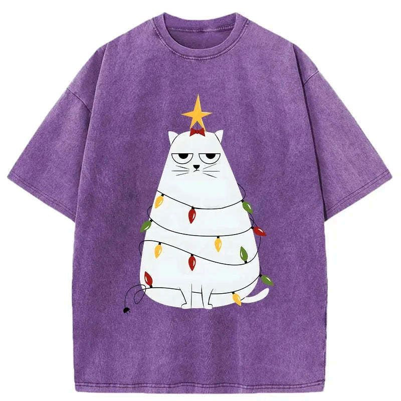 Washed Japanese Cat T-Shirt for Holiday