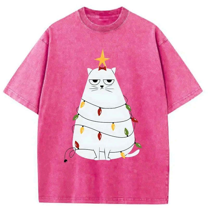 Washed Japanese Cat T-Shirt for Holiday