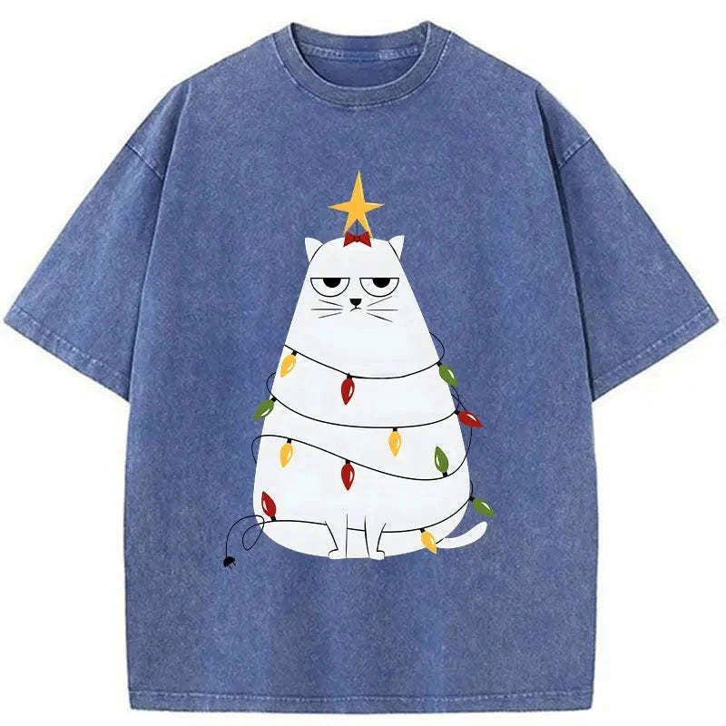 Washed Japanese Cat T-Shirt for Holiday