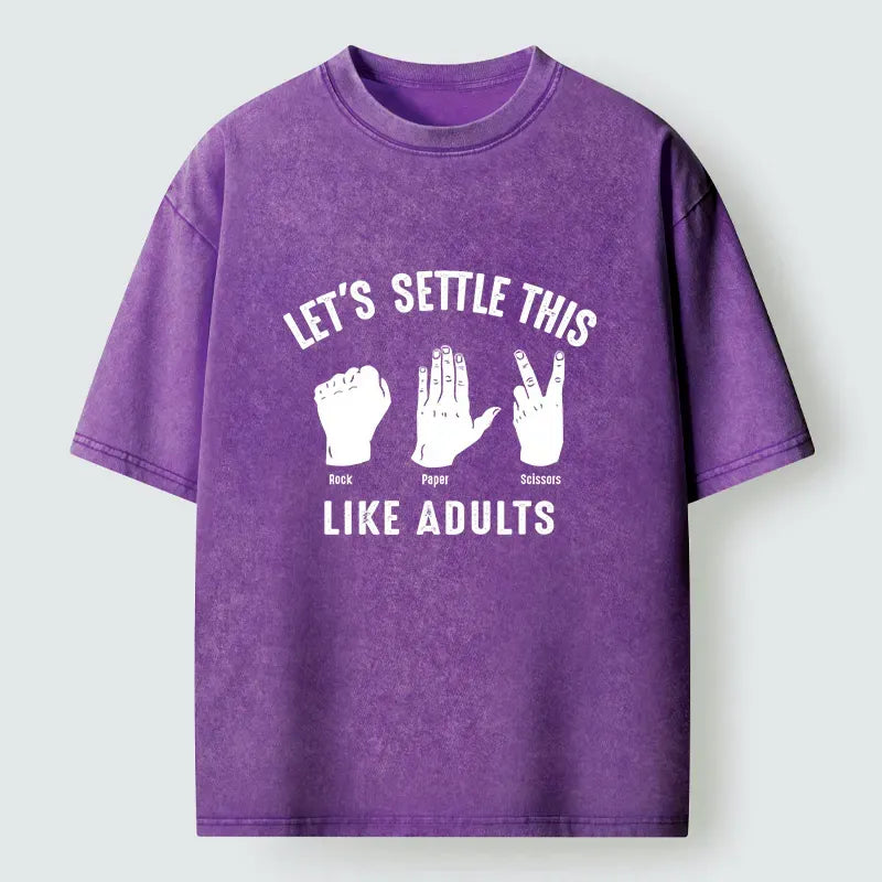 Kyoto-Lion Solve The Problem With Rock-paper-scissors Washed T-Shirt