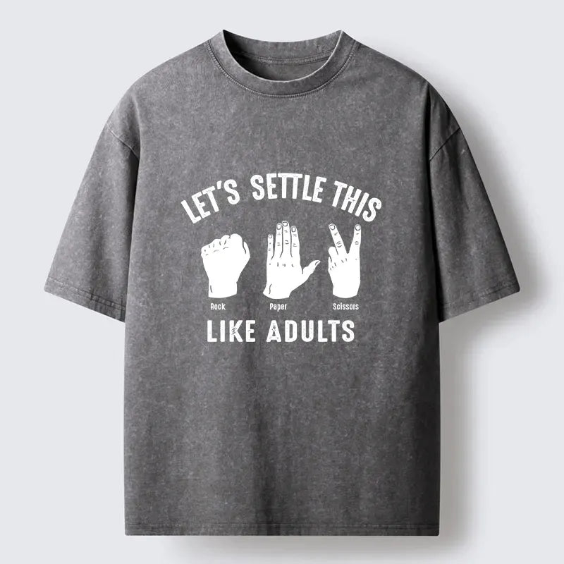 Kyoto-Lion Solve The Problem With Rock-paper-scissors Washed T-Shirt