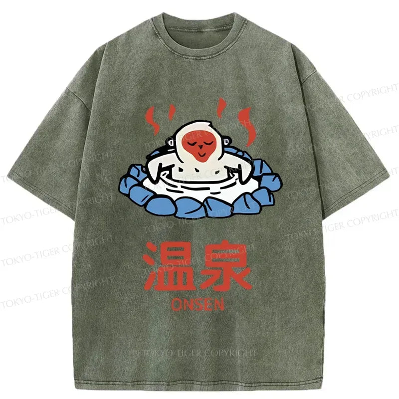 Kyoto-Lion Hot Spring Japanese Monkey Washed T-Shirt