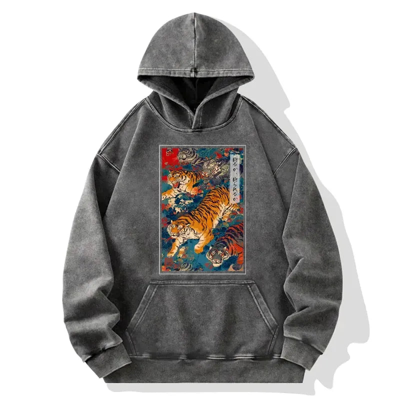 Vintage Japanese Tiger Hoodie for Men