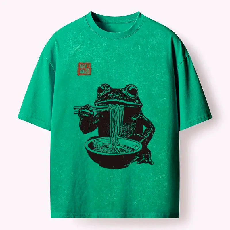 Kyoto-Lion Noodle Time For Froggy Washed T-Shirt