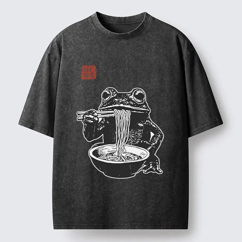 Kyoto-Lion Noodle Time For Froggy Washed T-Shirt