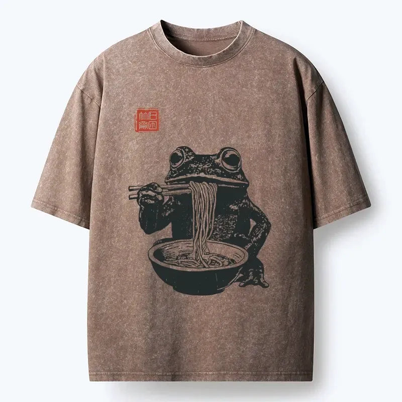 Kyoto-Lion Noodle Time For Froggy Washed T-Shirt