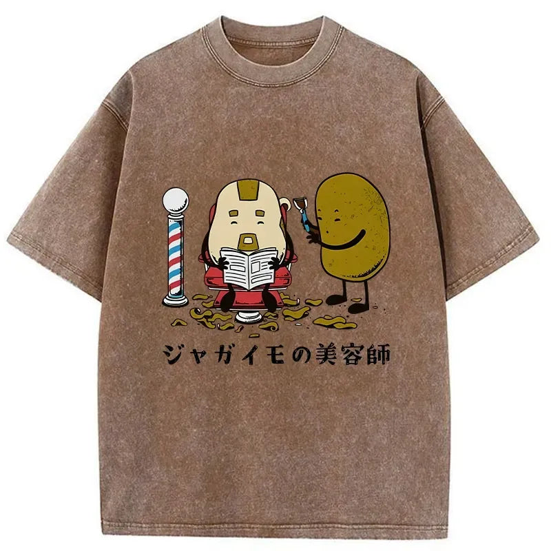 Japanese Vintage Washed T-Shirt for Daily Wear