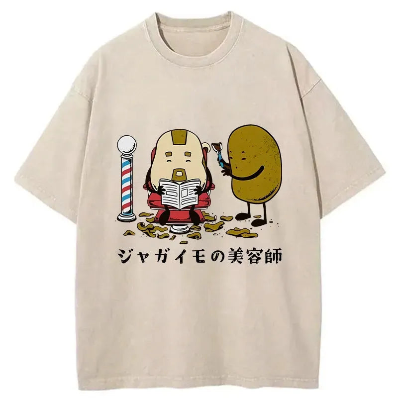 Kyoto-Lion Potato Hairdresser Washed T-Shirt