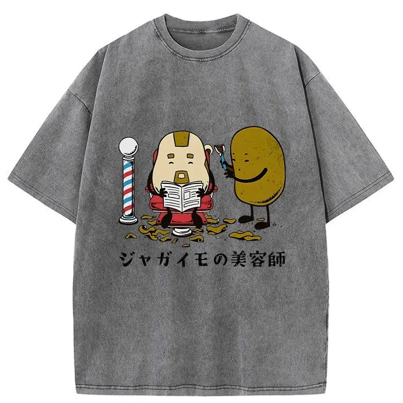 Japanese Vintage Washed T-Shirt for Daily Wear