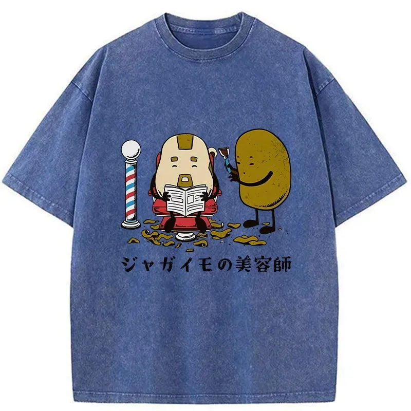 Japanese Vintage Washed T-Shirt for Daily Wear