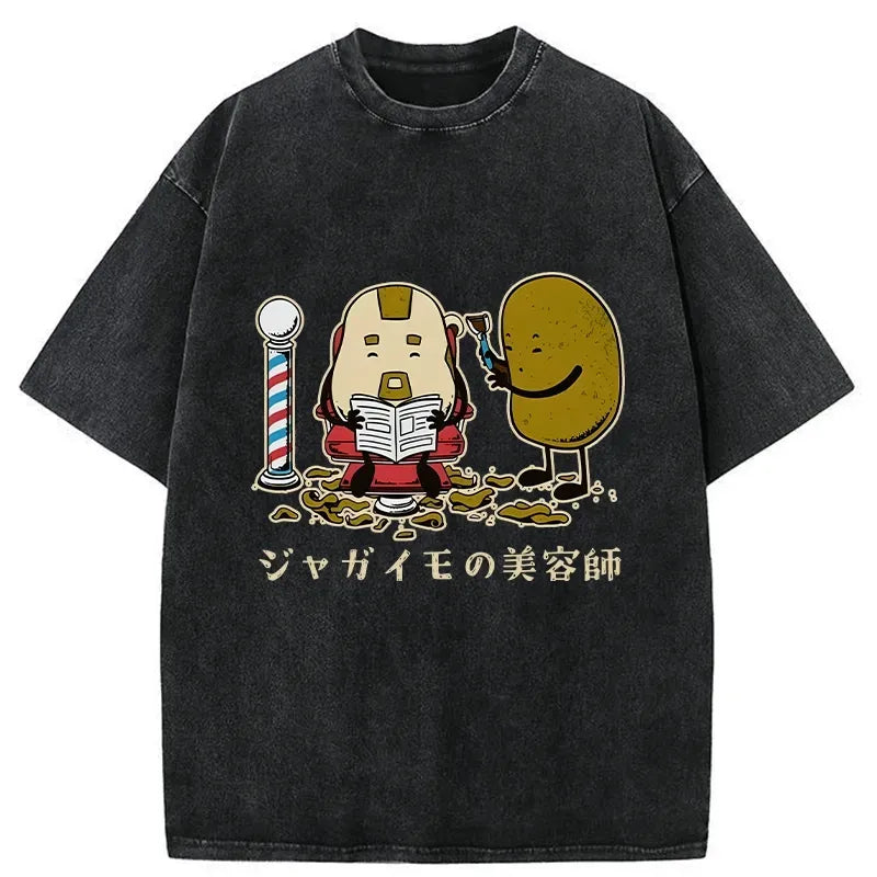 Japanese Vintage Washed T-Shirt for Daily Wear