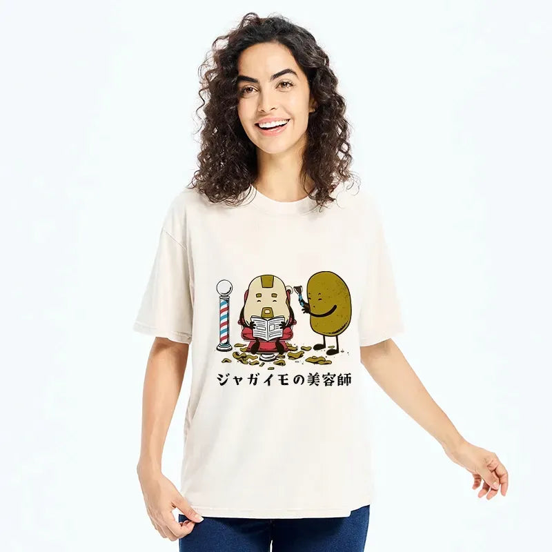 Japanese Vintage Washed T-Shirt for Daily Wear