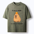Kyoto-Lion Slow Task Capybara Meme Washed T-Shirt