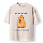 Kyoto-Lion Slow Task Capybara Meme Washed T-Shirt