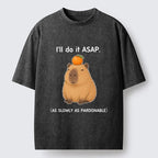 Kyoto-Lion Slow Task Capybara Meme Washed T-Shirt