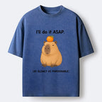 Kyoto-Lion Slow Task Capybara Meme Washed T-Shirt