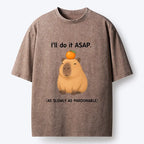Kyoto-Lion Slow Task Capybara Meme Washed T-Shirt