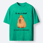 Kyoto-Lion Slow Task Capybara Meme Washed T-Shirt