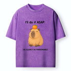 Kyoto-Lion Slow Task Capybara Meme Washed T-Shirt
