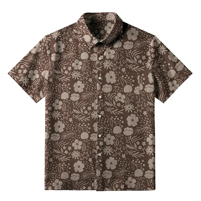Unisex Mocha Floral Shirt for Daily Wear