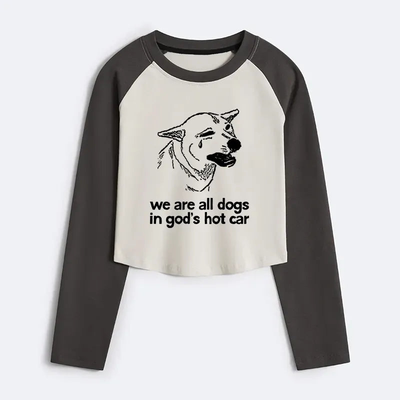 Funny Sad Dog Crop T-Shirt for Women