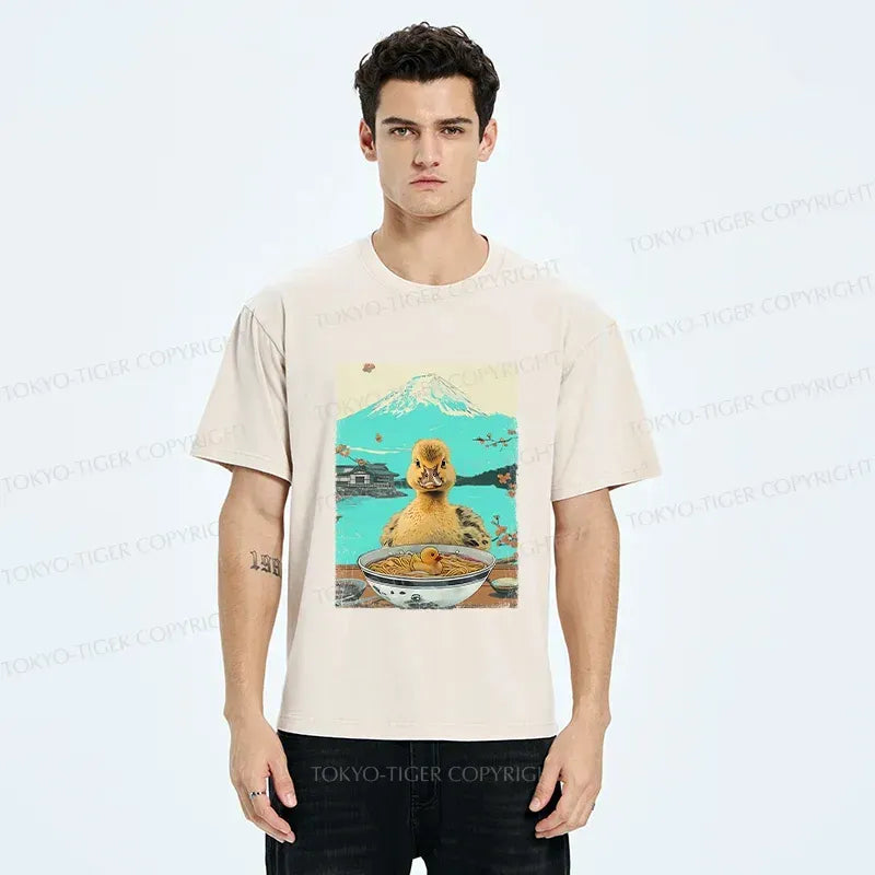 Kyoto-Lion Duck Eating Ramen Washed T-Shirt