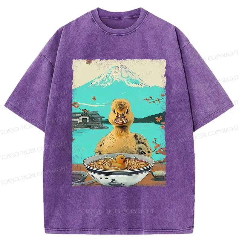 Kyoto-Lion Duck Eating Ramen Washed T-Shirt