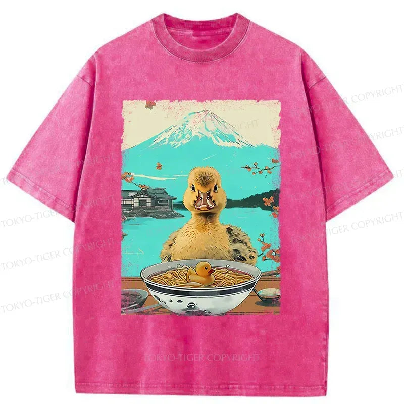 Kyoto-Lion Duck Eating Ramen Washed T-Shirt