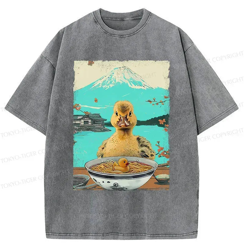 Kyoto-Lion Duck Eating Ramen Washed T-Shirt