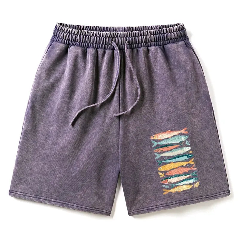 Kyoto-Lion Beautiful Colorful Fish In The Sea Washed Shorts