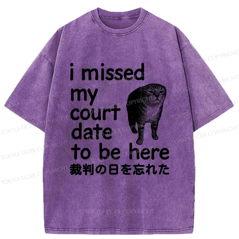 Kyoto-Lion Funny Forgetful Cat Washed T-Shirt
