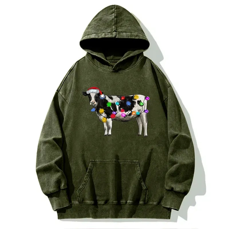Kyoto-Lion Christmas Cow Washed Hoodie