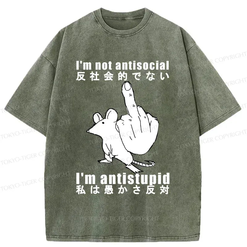 Kyoto-Lion Anti-stupid Mouse Washed T-Shirt