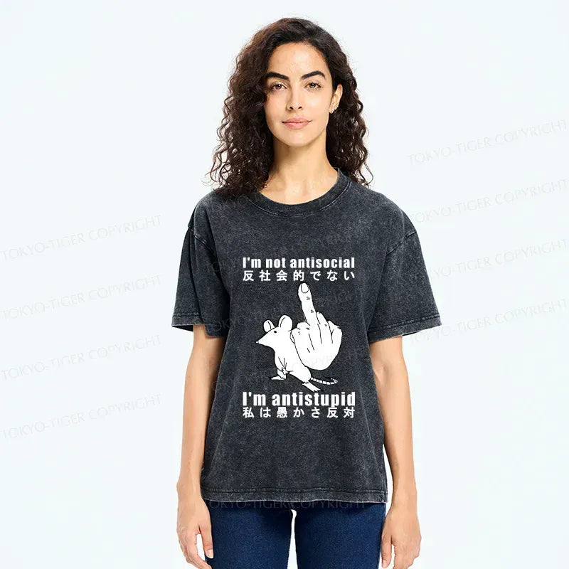 Kyoto-Lion Anti-stupid Mouse Washed T-Shirt