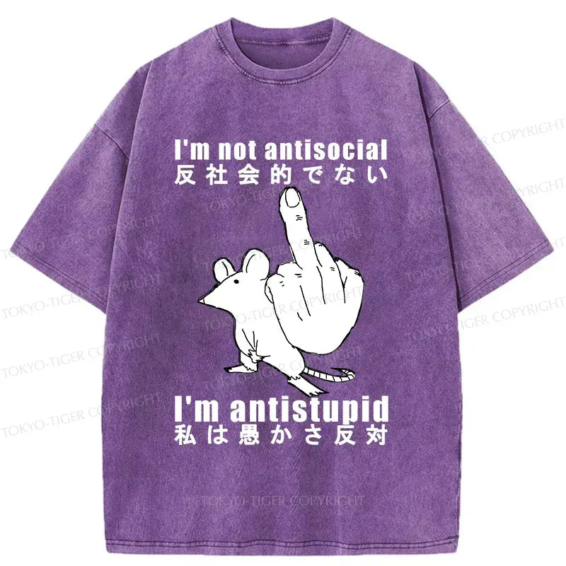 kyoto lion anti-stupid mouse washed t-shirt